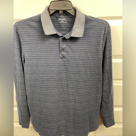 UNTUCKit Other - UNTUCKit Long Sleeve Pullover Shirt Blue Striped Textured Men’s Large LG